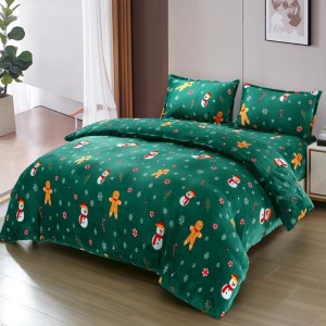 Lenjerie pat dublu, Super Pufoasa COCOLINO, cu ELASTIC, 4 piese, Verde, Decoratiuni Lenjerie pat dublu, Super Pufoasa COCOLINO, cu ELASTIC, 4 piese, Verde, Decoratiuni