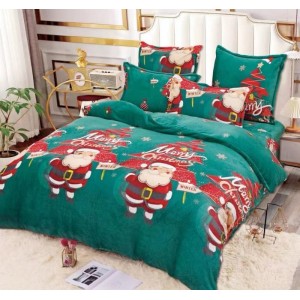 Lenjerie pat dublu, Super Pufoasa COCOLINO, cu ELASTIC, 4 piese, Verde, Moș Craciun si Brazi Lenjerie pat dublu, Super Pufoasa COCOLINO, cu ELASTIC, 4 piese, Verde, Moș Craciun si Brazi