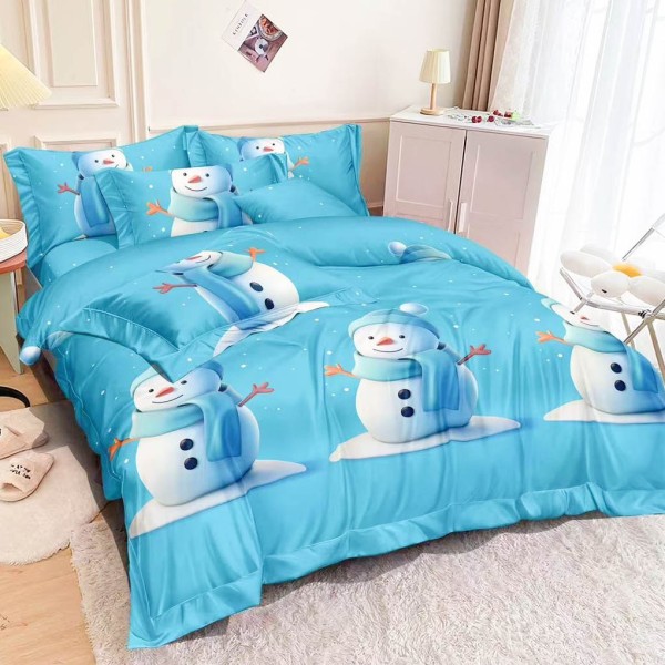 Lenjerie pat dublu, FINET, 6 piese, Mos Craciun, Bleu [1]