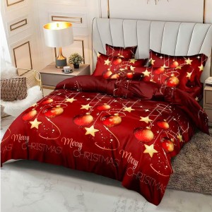 Lenjerie pat dublu, FINET, 6 piese, Mos Craciun, Rosu Lenjerie pat dublu, FINET, 6 piese, Mos Craciun, Rosu