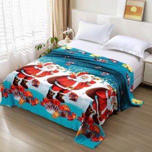 Patura pufoasa cocolino 200x230cm, 240g/mp, Bleu, Mos Craciun