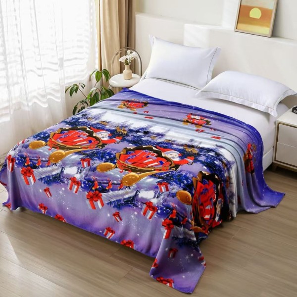 Patura pufoasa cocolino 200x230cm, 240g/mp, Mov, Sania lui Mos Craciun [1]