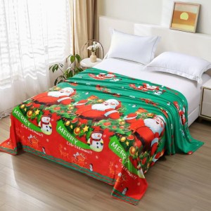 Patura pufoasa cocolino 200x230cm, 240g/mp, Verde, Mos Craciun