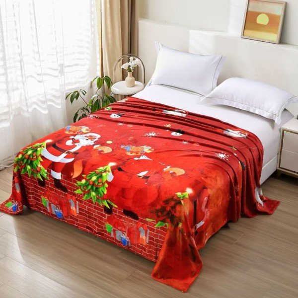 Patura pufoasa cocolino 200x230cm, 240g/mp, Rosu, Mos Craciun, Brazi [1]