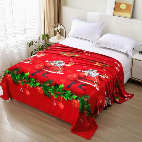 Patura pufoasa cocolino 200x230cm, 240g/mp, Rosu, Mos Craciun [1]