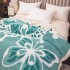 Patura CoCoLiNo cu blanita, 200x230cm, Jojo Home, Turquoise, Alb, Fluture [2]