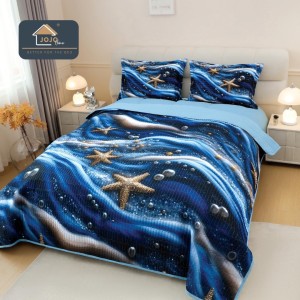 Cuvertura Matlasată, Bumbac Finet, cu Imprimeu 5D, 220x240cm + 2 fete de perna 50x70cm, Bleumarin, Bleu, Magia Crăciun in Ocean Cuvertura Matlasată, Bumbac Finet, cu Imprimeu 5D, 220x240cm + 2 fete de perna 50x70cm, Bleumarin, Bleu, Magia Crăciun in Ocean