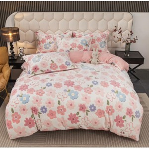 Lenjerie pat dublu, Super Pufoasa COCOLINO,cu ELASTIC, 4 piese, Jojo Home, Alb, Roz, Flori Lenjerie pat dublu, Super Pufoasa COCOLINO,cu ELASTIC, 4 piese, Jojo Home, Alb, Roz, Flori