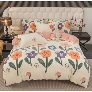 Lenjerie pat dublu, Super Pufoasa COCOLINO,cu ELASTIC, 4 piese, Jojo Home, Crem, Multicolor, Flori Lenjerie pat dublu, Super Pufoasa COCOLINO,cu ELASTIC, 4 piese, Jojo Home, Crem, Multicolor, Flori