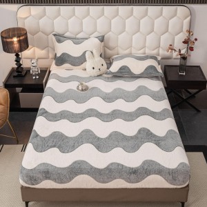 Cearsaf CoCoLiNo, JoJo Home, cu Elastic, 180x200x25cm, 2 fete de perne, 50x70cm, Alb, Gri, Wave Cearsaf CoCoLiNo, JoJo Home, cu Elastic, 180x200x25cm, 2 fete de perne, 50x70cm, Alb, Gri, Wave