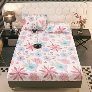 Cearsaf CoCoLiNo, JoJo Home, cu Elastic, 180x200x25cm, 2 fete de perne, 50x70cm, Alb, Roz, Flori Mari Cearsaf CoCoLiNo, JoJo Home, cu Elastic, 180x200x25cm, 2 fete de perne, 50x70cm, Alb, Roz, Flori Mari