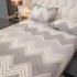 Cearsaf CoCoLiNo, JoJo Home, cu Elastic, 180x200x25cm, 2 fete de perne, 50x70cm, Alb, Gri, Zig-Zag [2]