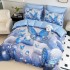 Lenjerie pat dublu, FINET, Imprimeu Digital 5D - Identic cu poza, Cu ELASTIC, 6 piese, Jojo Home, Bleu, Fluturi [2]