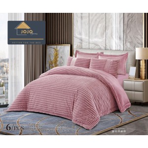 Lenjerie de pat cu Pilota Inclusa, Jojo Home, Cearceaf cu Elastic, 6 Piese, Blană de Iepure Artificială, Roz Lenjerie de pat cu Pilota Inclusa, Jojo Home, Cearceaf cu Elastic, 6 Piese, Blană de Iepure Artificială, Roz