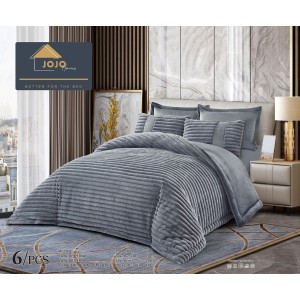 Lenjerie de pat cu Pilota Inclusa, Jojo Home, Cearceaf cu Elastic, 6 Piese, Blană de Iepure Artificială, Gri Lenjerie de pat cu Pilota Inclusa, Jojo Home, Cearceaf cu Elastic, 6 Piese, Blană de Iepure Artificială, Gri