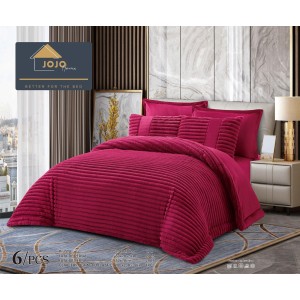 Lenjerie de pat cu Pilota Inclusa, Jojo Home, Cearceaf cu Elastic, 6 Piese, Blană de Iepure Artificială, Rosu Lenjerie de pat cu Pilota Inclusa, Jojo Home, Cearceaf cu Elastic, 6 Piese, Blană de Iepure Artificială, Rosu