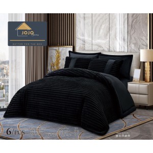 Lenjerie de pat cu Pilota Inclusa, Jojo Home, Cearceaf cu Elastic, 6 Piese, Blană de Iepure Artificială, Negru Lenjerie de pat cu Pilota Inclusa, Jojo Home, Cearceaf cu Elastic, 6 Piese, Blană de Iepure Artificială, Negru