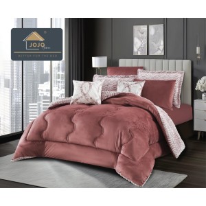 Lenjerie de pat cu Pilota Inclusa, Jojo Home, Cearceaf cu Elastic, 6 Piese, Blană de Iepure Artificială si Catifea, Roz Ars Lenjerie de pat cu Pilota Inclusa, Jojo Home, Cearceaf cu Elastic, 6 Piese, Blană de Iepure Artificială si Catifea, Roz Ars