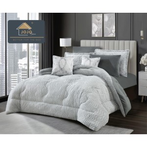 Lenjerie de pat cu Pilota Inclusa, Jojo Home, Cearceaf cu Elastic, 6 Piese, Blană de Iepure Artificială si Catifea, Alb cu Gri Lenjerie de pat cu Pilota Inclusa, Jojo Home, Cearceaf cu Elastic, 6 Piese, Blană de Iepure Artificială si Catifea, Alb cu Gri