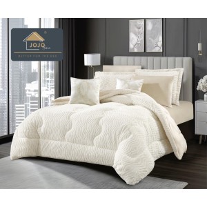 Lenjerie de pat cu Pilota Inclusa, Jojo Home, Cearceaf cu Elastic, 6 Piese, Blană de Iepure Artificială si Catifea, Crem Lenjerie de pat cu Pilota Inclusa, Jojo Home, Cearceaf cu Elastic, 6 Piese, Blană de Iepure Artificială si Catifea, Crem