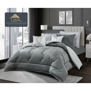 Lenjerie de pat cu Pilota Inclusa, Jojo Home, Cearceaf cu Elastic, 6 Piese, Blană de Iepure Artificială si Catifea, Gri Lenjerie de pat cu Pilota Inclusa, Jojo Home, Cearceaf cu Elastic, 6 Piese, Blană de Iepure Artificială si Catifea, Gri