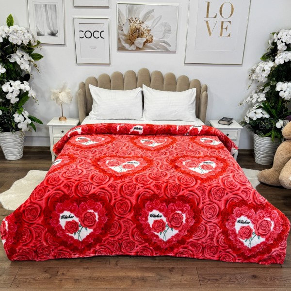 Patura pufoasa cocolino 200x230cm, 240g/mp, Roz, Trandafiri [1]