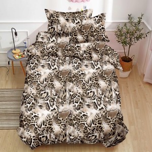 Lenjerie pat 1 PERSOANA, FINET, 4 piese, Bej, animal print, abastract