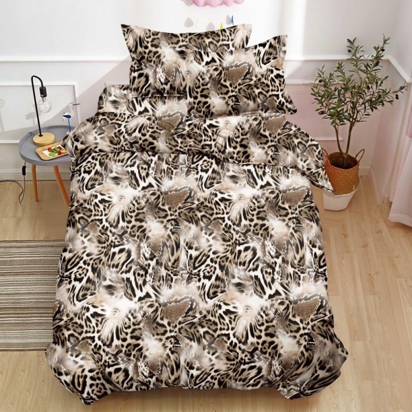 Lenjerie pat 1 PERSOANA, FINET, 4 piese, Bej, animal print, abastract [1]