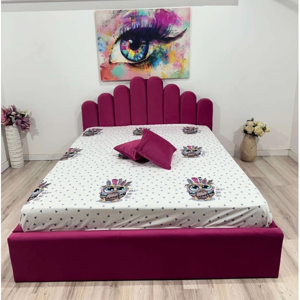 Pat cu somieră rabatabilă și spațiu de depozitare, roz închis - model BABY [1]