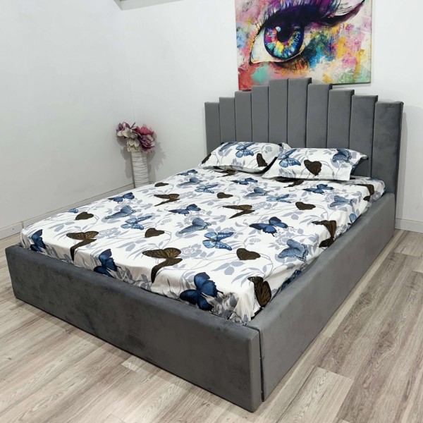 Pat Matrimonia, pentru Saltea de 180x200cm, Gri - model GAMA, cu Somiera Fixa [1]