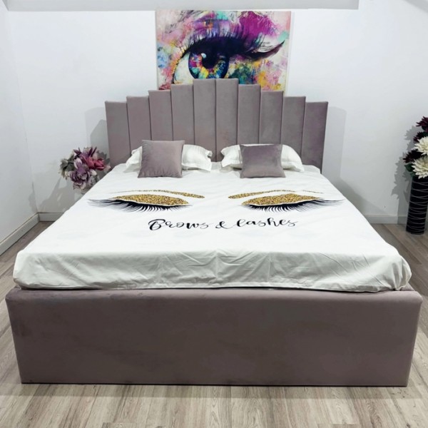 Pat Matrimonial, pentru Saltea de 180x200cm, Lila - model GAMA, cu Somiera Fixa [1]