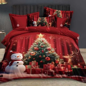 Lenjerie pat dublu,  FINET, Digital Print, Craciun, Rosu, Brad impodobit Lenjerie pat dublu,  FINET, Digital Print, Craciun, Rosu, Brad impodobit