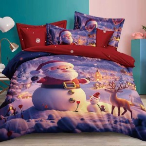 Lenjerie pat dublu,  FINET, Digital Print, Craciun, Rosu, Mov, Mos Craciun om de zapada Lenjerie pat dublu,  FINET, Digital Print, Craciun, Rosu, Mov, Mos Craciun om de zapada