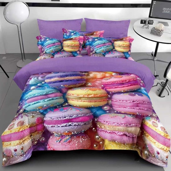 Lenjerie pat dublu,  FINET, 6 piese, IDENTICA CU POZA, Multicolor, macarons [1]