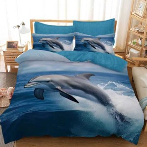 Lenjerie pat dublu, FINET, 6 piese, IDENTICA CU POZA, Albastru, delfin Lenjerie pat dublu, FINET, 6 piese, IDENTICA CU POZA, Albastru, delfin