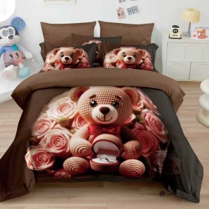 Lenjerie pat dublu, FINET, 6 piese, IDENTICA CU POZA, Bej, ursulet Lenjerie pat dublu, FINET, 6 piese, IDENTICA CU POZA, Bej, ursulet