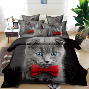 Lenjerie pat dublu, FINET, 6 piese, IDENTICA CU POZA, Negru, Gri, pisica Lenjerie pat dublu, FINET, 6 piese, IDENTICA CU POZA, Negru, Gri, pisica