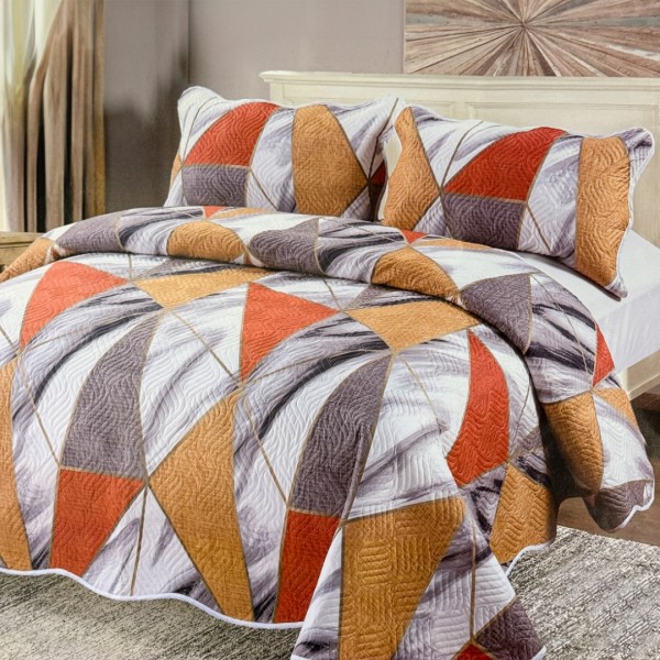 Cuvertură Pat Dublu, 3 Piese, Bumbac 100% Imprimat – Calitate Premium, cu Imprimeu Durabil, cod CSA-CV61 [1]