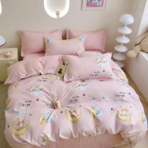 Lenjerie pat dublu, Finet, 6 piese, Roz, ursuleti Lenjerie pat dublu, Finet, 6 piese, Roz, ursuleti