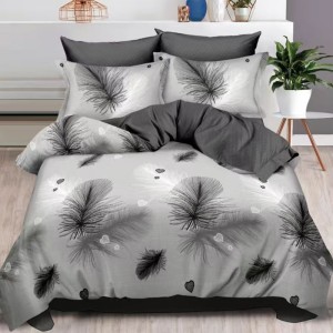 Lenjerie pat dublu, Finet, 6 piese, Gri, Alb, Negru, pene Lenjerie pat dublu, Finet, 6 piese, Gri, Alb, Negru, pene