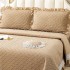 Cuvertura Matlasata, Pat Dublu, Bumbac Finet, 230x250cm, 4 piese, cu Volanase si Dantela Chantilly Alba, Bej [2]