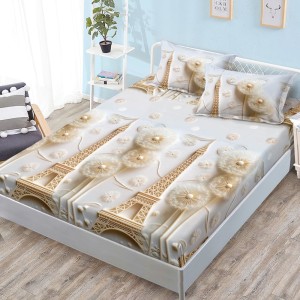 Cearșaf cu Elastic, Bumbac Satinat, 160x200 cm + 2 Fețe de Pernă 50x70 cm, Crem, Paris Cearșaf cu Elastic, Bumbac Satinat, 160x200 cm + 2 Fețe de Pernă 50x70 cm, Crem, Paris