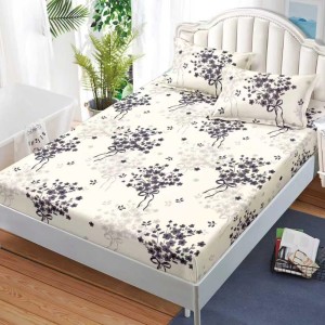 Cearșaf cu Elastic, Bumbac Satinat, 160x200 cm + 2 Fețe de Pernă 50x70 cm, Crem, floricele Cearșaf cu Elastic, Bumbac Satinat, 160x200 cm + 2 Fețe de Pernă 50x70 cm, Crem, floricele