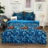 Lenjerie pat dublu, Finet, 6 piese, Albastru, fluturi portocalii [2]