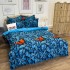 Lenjerie pat dublu, Finet, 6 piese, Albastru, fluturi portocalii [9]