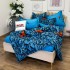 Lenjerie pat dublu, Finet, 6 piese, Albastru, fluturi portocalii [3]