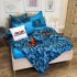Lenjerie pat dublu, Finet, 6 piese, Albastru, fluturi portocalii [8]