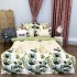 Lenjerie pat dublu, Finet, 6 piese, Crem, Verde, flori [2]
