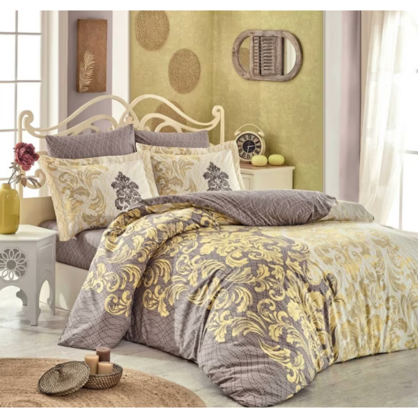 Lenjerie Pat Dublu, Bumbac 100% Poplin, 4 piese, Hobby Mirela - Cappuccino [1]
