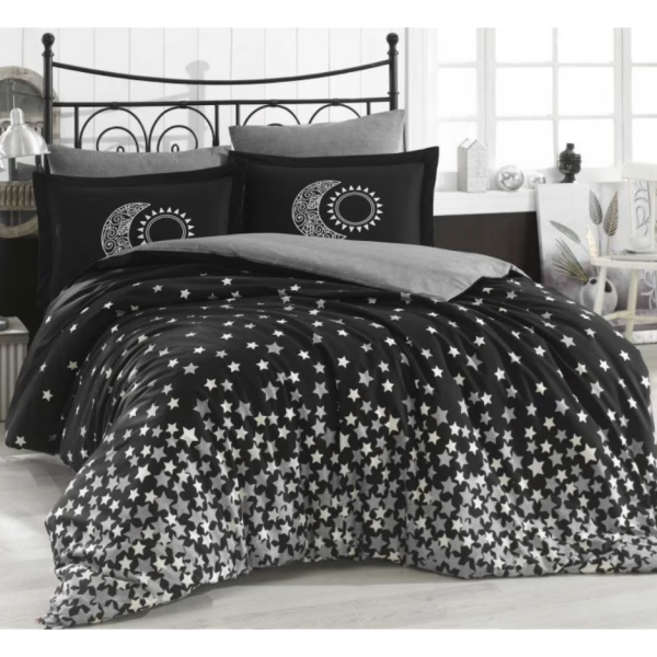 Lenjerie Pat Dublu, Bumbac 100% Poplin, 4 piese, Hobby Stars – Black [1]